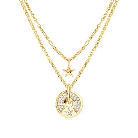 Sentimental necklace, Star in sterling silver Necklace with double chain, Stars