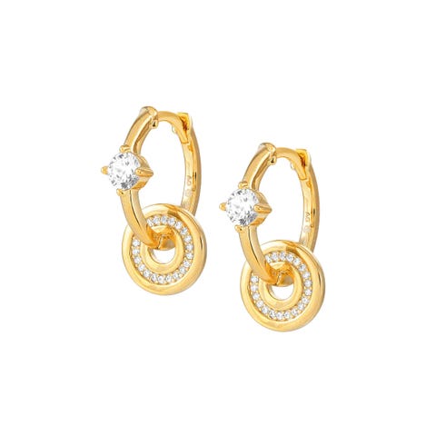 Sentimental hoop earrings, stones Earrings in sterling silver with Solitaire CZ