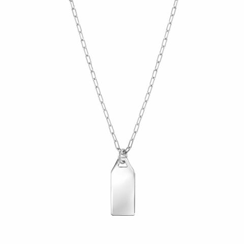 Made for You necklace, Engraving Tag Necklace in sterling silver, engravable