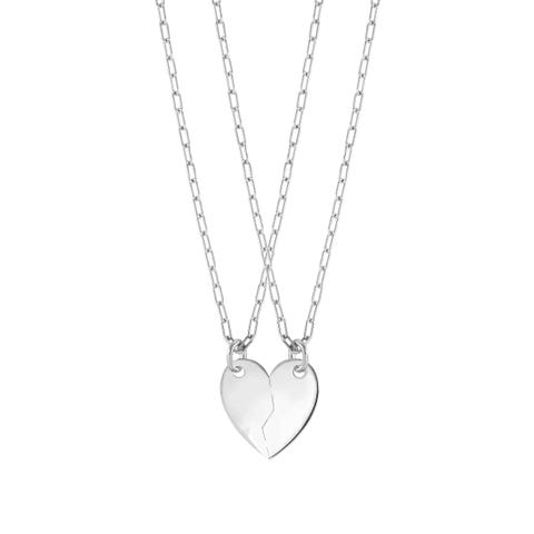 Made for You 2 necklaces, Divided Heart 2 necklaces, sterling silver, engravable