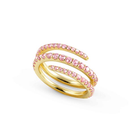 Lovelight ring, Pink Sterling silver spiral ring with Cubic Zirconia