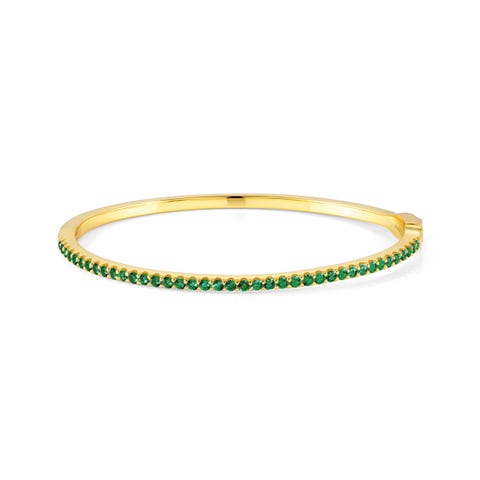 Lovelight bangle with stones Bracelet in sterling silver with Green stones