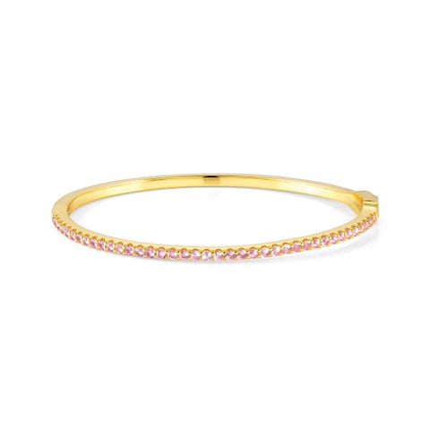 Lovelight bracelet, Light Pink stones Bangle bracelet in sterling silver