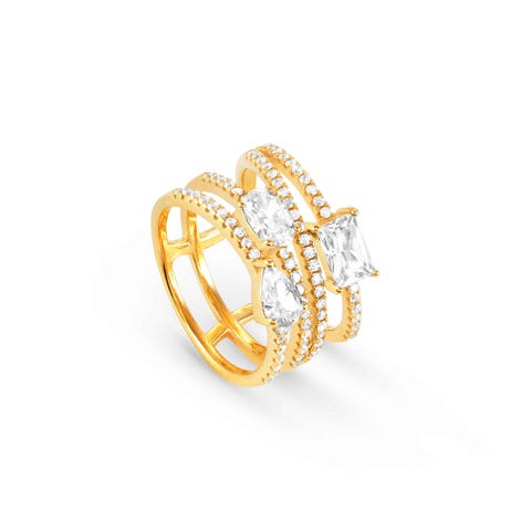 Ring Colour Wave in Silber mit Steinen Ring mit weißen Steinen