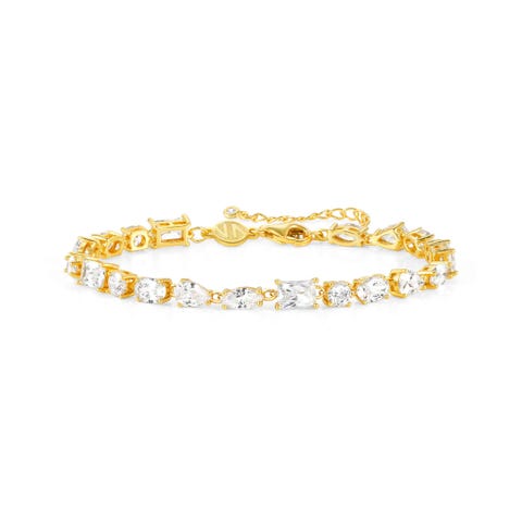 Sterling silver Colour Wave bracelet with stones Bracelet with white Cubic Zirconia