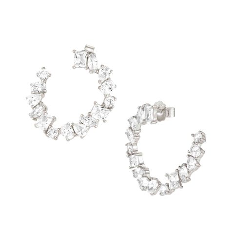 Colour Wave spiral earrings Sterling silver earrings with white stone