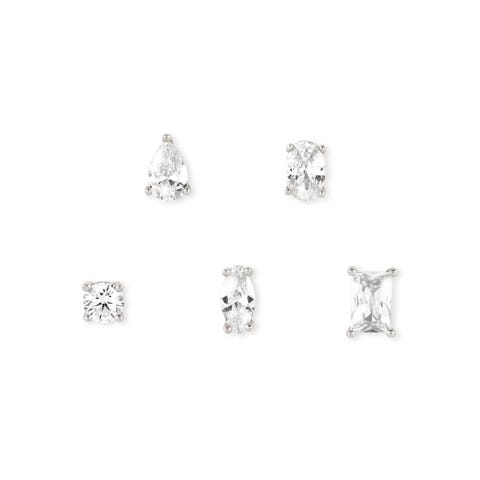 Set 5 Orecchini Colour Wave argento Orecchini con Cubic Zirconia bianchi
