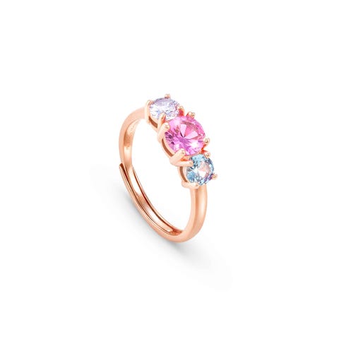 Ring Colour Wave mit 3 farbigen Steinen Ring in 925er Silber mit Cubic Zirkonia
