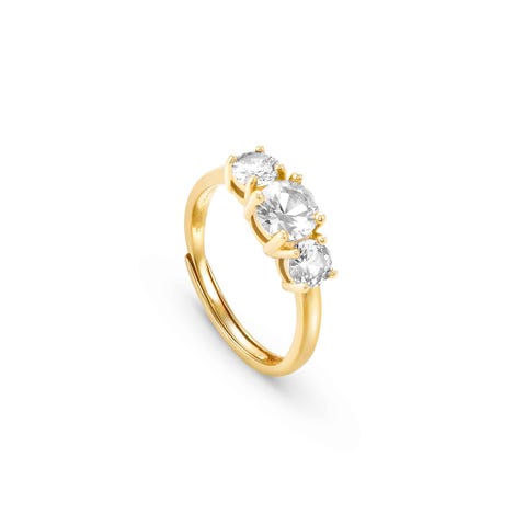 Ring Colour Wave mit 3 weißen Steinen Ring in 925er Silber mit Cubic Zirkonia