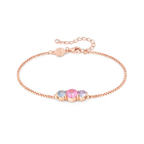Colour Wave bracelet with 3 coloured stones Sterling silver bracelet with Cubic Zirconia