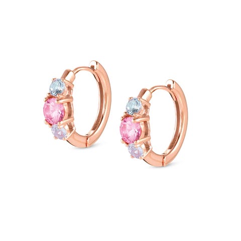 Ohrringe Colour Wave ringförmig mit Steinen Ohrringe ringförmig in 925er Silber mit Cubic Zirkonia