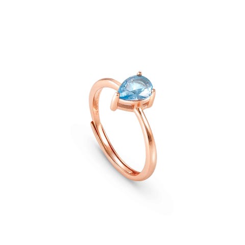 Ring Colour Wave mit hellblauen Zirkonia Ring in 925er Silber mit Cubic Zirkonia in Tropfenform