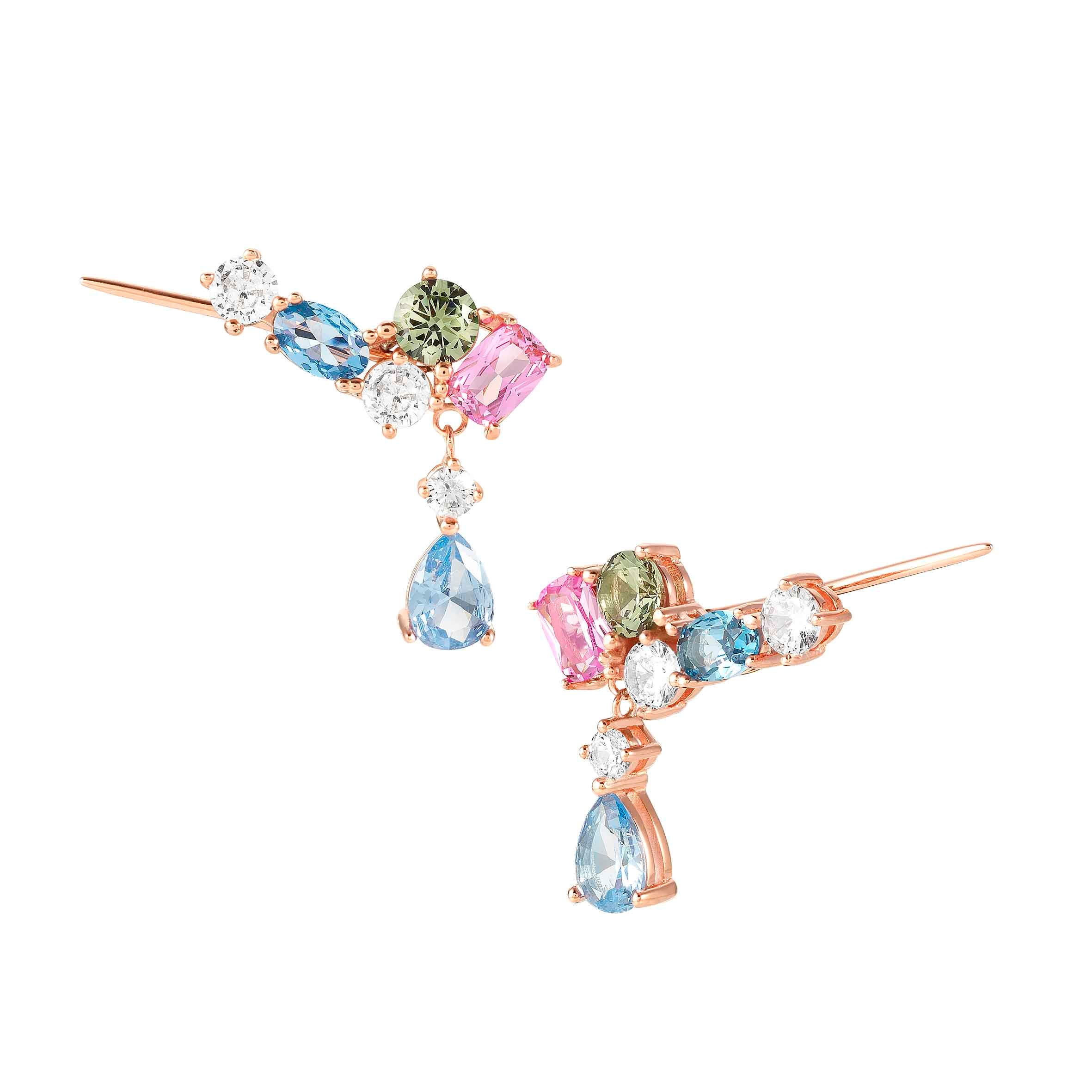 Nomination Orecchini Climber Colour Wave con Zircone Pendente