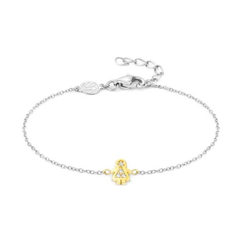 MyTreasure bracelet, Girl with gold and diamonds Stainless steel bracelet with 18K gold and Lab-Grown Diamonds