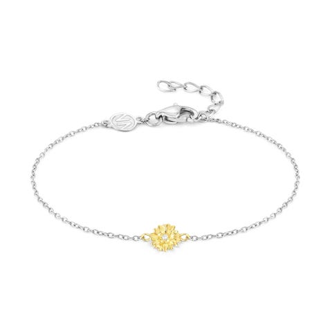 Pulsera MyTreasure Flor en Oro y Diamantes Pulsera en Acero y Oro 750 con Diamantes Lab Grown