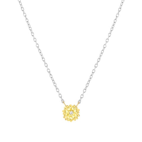 Collar MyTreasure Flor en Oro y Diamantes Collar en Acero y Oro 750 con Diamantes Lab Grown