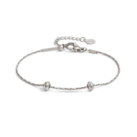 Stainless steel SeiMia bracelet, to personalise Stainless steel bracelet  with sterling silver stoppers with white rhodium treated finish