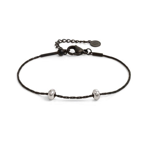 SeiMia stainless steel bracelet, Black PVD, to personalise  Stainless steel bracelet, Black PVD finish, sterling silver stoppers with white rhodium treated finish