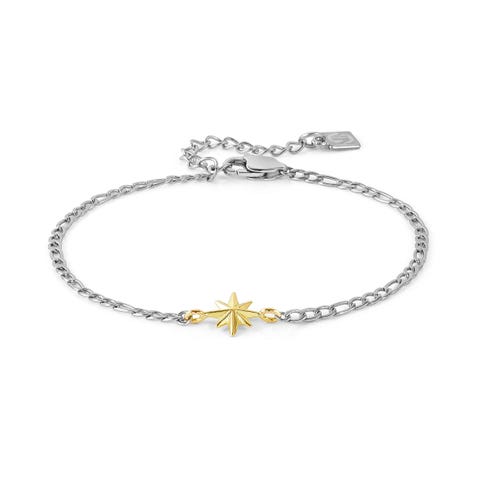 Pulsera  Uomo Refined con Rosa de los Vientos Pulsera en Acero 316/304 y Oro amarillo 750