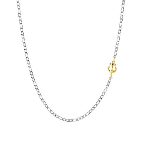 Uomo Refined necklace with Anchor Stainless steel necklace with 18K yellow gold Anchor symbol