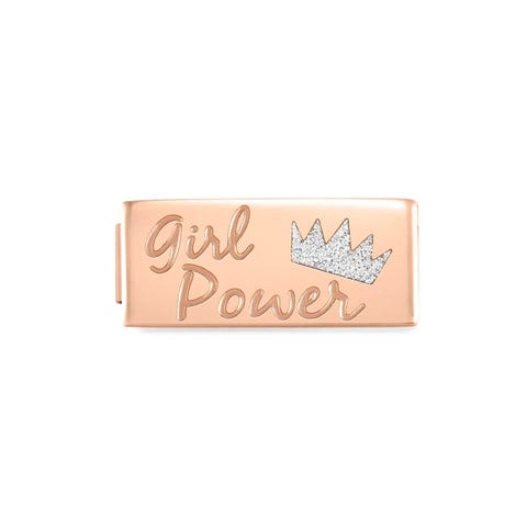 Double Link Composable GLAM Girl Power Link en pvd rose et glitter