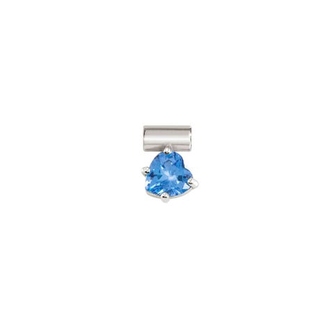 SeiMia Charm - Heart, Light Blue Stone Sterling silver charm with coloured Cubic Zirconia