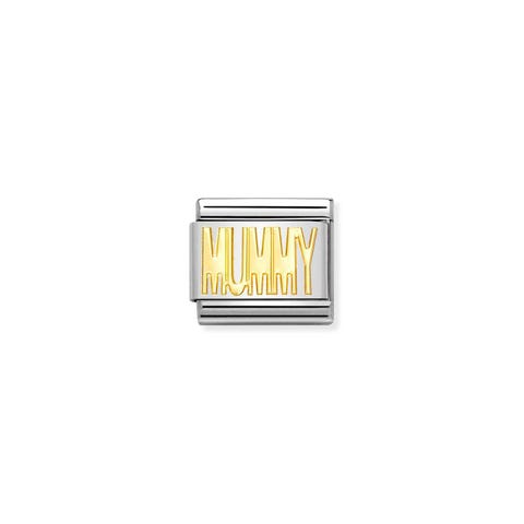 Link Composable Classic in Oro MUMMY Link in Acciaio e Oro 750 con Messaggi Famiglia