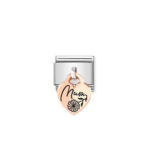 Link Composable Classic Pendentif Coeur Mum Link avec Coeur Pendentif en Or Rose 375 et Inscription