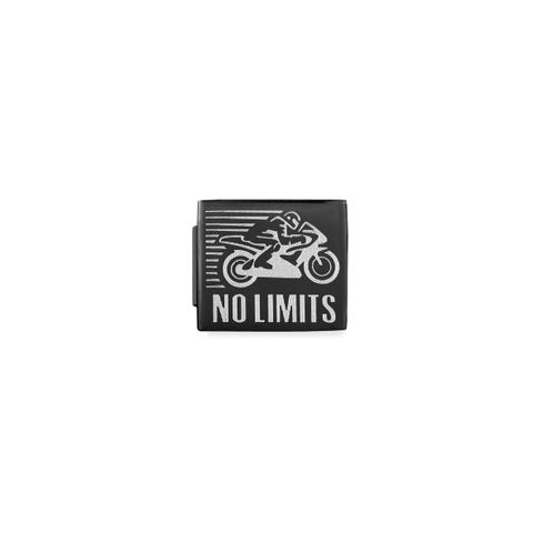 Link Composable GLAM Moto no Limits pvd nero Link con Scritta in Acciaio e PVD nero