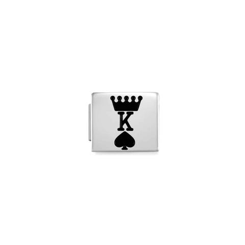 Composable GLAM KING OF SPADES Link in Stainless steel and Black enamel