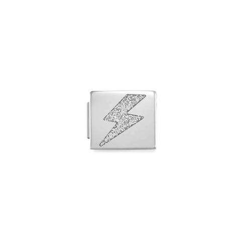 Link Composable GLAM Foudre Glitter Link en acier et symbole glitter argent