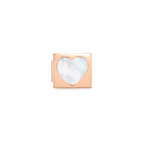 Link Composable GLAM Coeur Nacre en pvd rose Link en acier avec symbole
