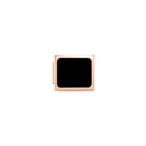 Link Composable GLAM Plaquette noire en pvd rose Link avec symbole de bon augure en résine