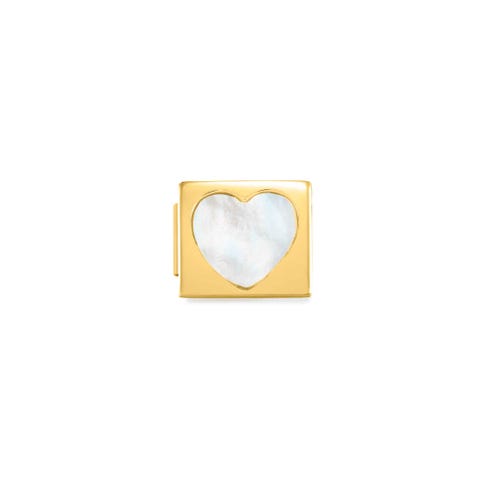 Link Composable GLAM Coeur Nacre en pvd doré Link en acier avec symbole et pierre naturale