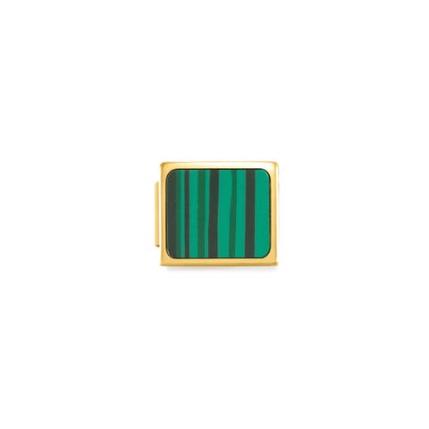Link Composable GLAM Plaquette verte Link avec symbole géométrique en acier et résine