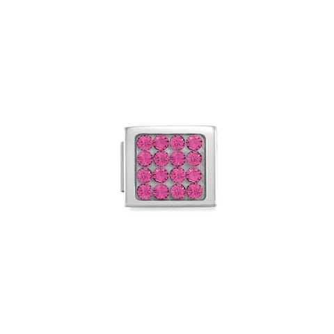 Link Composable GLAM con Cristal Fucsia Link en Acero con Cristales fucsias