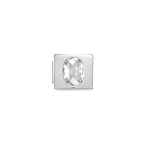 Composable Link GLAM mit Zirkonia in Weiß Link in Edelstahl mit weißem Cubic Zirkonia