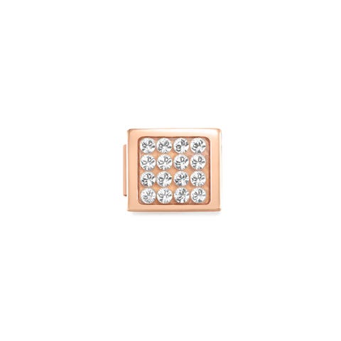Composable GLAM Link, Pavé White, Rose finish Stainless steel Link with Rose PVD coating and crystals