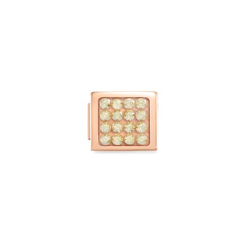 Link Composable GLAM Cristal Champagne pvd rosa Link en Acero pvd rosa con Pavé de cristales champagne