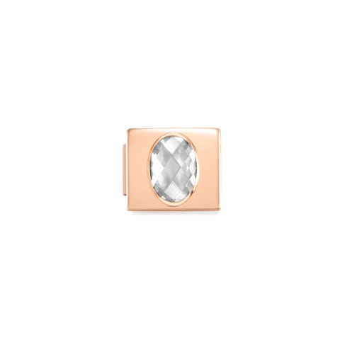 Link Composable GLAM en pvd rose et Zircon blanc Link en acier avec finition pvd rose et zircons cubiques