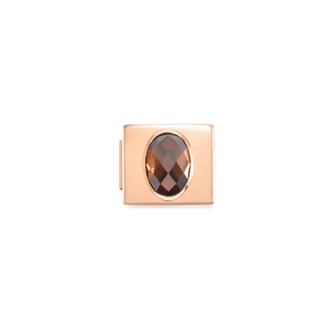 Link Composable GLAM en pvd rose et Zircon Champagne Link en acier avec zircon cubique