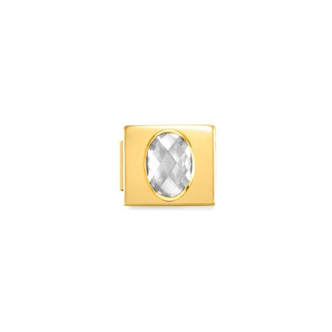 Composable GLAM Link with CZ White, Golden finish Stainless steel Link with Golden PVD finish and crystals