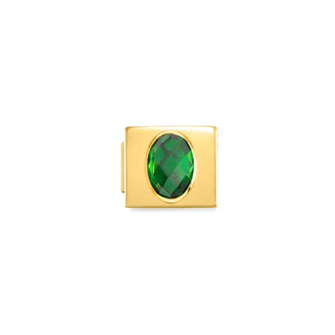 Composable Link GLAM Vergoldetes PVD und grüne Zirkonia Link in Edelstahl mit Cubic Zirkonia