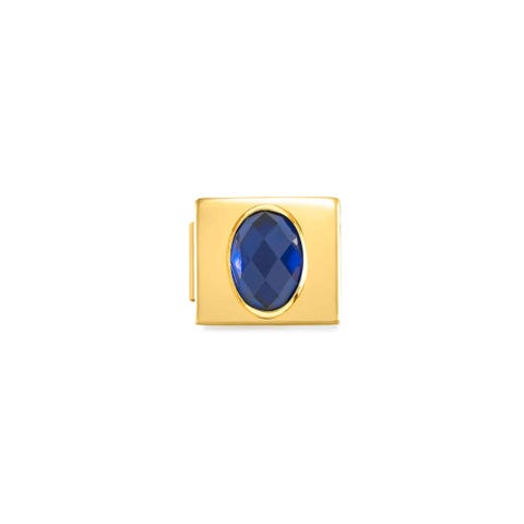 Link Composable GLAM en pvd doré et Zircon bleu Link avec finition dorée et pierre bleue