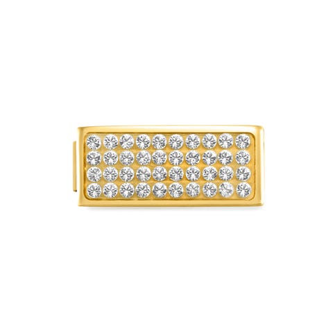 Composable GLAM Double Link with crystals Stainless steel Link with white crystal pavé