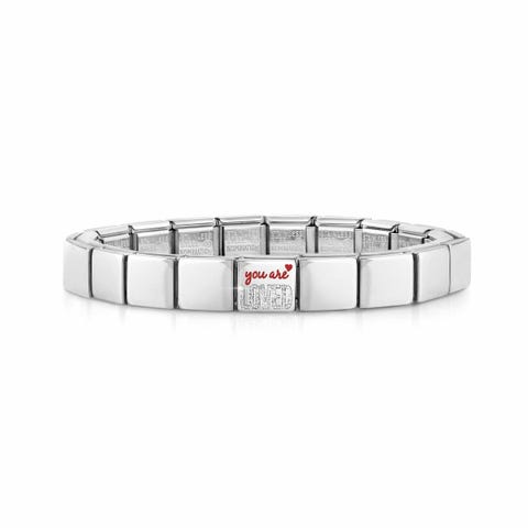 Bracelet Composable GLAM You are Loved Bracelet avec inscription en Acier et Email