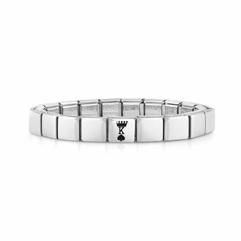 Composable GLAM bracelet, King of Spades Stainless steel bracelet, symbol in Black enamel