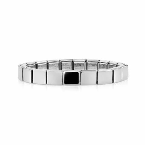 Composable GLAM bracelet, Square Agate Black Bracelet with geometric symbol