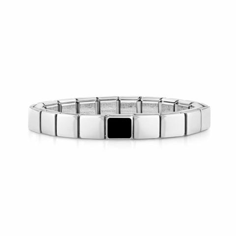Composable GLAM bracelet, Square Agate Black Bracelet with geometric symbol