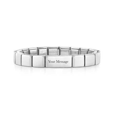 Composable GLAM bracelet, Engraving Plate Stainless steel bracelet, Double Link, Engraving Plate